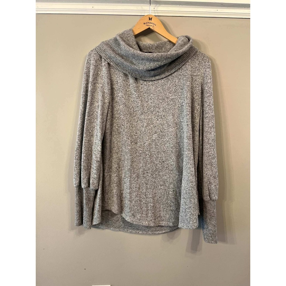 AGB Womens Grey Marl Cowl Neck Sweater Long Sleeve Ribbed Cuffs Size L